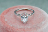 Lab Grown Diamond Pear Cut Hidden Halo Diamond Ring