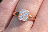 14k Gold Pave Signet Diamond Rectangle Ring