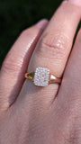 14k Gold Pave Signet Diamond Rectangle Ring