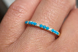 14k Gold Blue Turquoise Diamond Wedding Stackable Ring Band