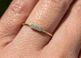 14 Karat Yellow Gold Dainty 8 Diamond Band Love Ring Band Thin Bead