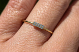 14 Karat Yellow Gold Dainty 8 Diamond Band Love Ring Band Thin Bead