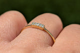 14 Karat Yellow Gold Dainty 8 Diamond Band Love Ring Band Thin Bead