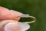 14 Karat Yellow Gold Dainty 8 Diamond Band Love Ring Band Thin Bead