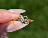 14 Karat Yellow Gold Double Heart Diamond Band Anniversary Love Ring Band