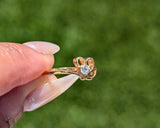 14 Karat Yellow Gold Double Heart Diamond Band Anniversary Love Ring Band