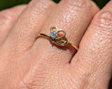 14 Karat Yellow Gold Double Heart Diamond Band Anniversary Love Ring Band