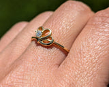 14 Karat Yellow Gold Double Heart Diamond Band Anniversary Love Ring Band