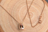 14k Rose Gold Pear Shape Bezel Morganite Necklace