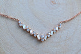 14K Rose Gold Diamond Baguette V Necklace