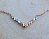14K Rose Gold Diamond Baguette V Necklace
