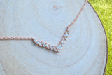 14K Rose Gold Diamond Baguette V Necklace