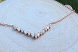 14K Rose Gold Diamond Baguette V Necklace