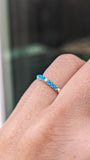 14k Gold Blue Turquoise Diamond Wedding Stackable Ring Band