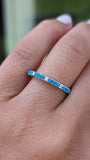 14k Gold Blue Turquoise Diamond Wedding Stackable Ring Band