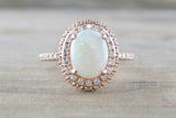Penelope Oval Opal Diamond Halo Ring