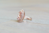 13x11mm Oval Morganite 14k Rose Gold Diamond Double Halo