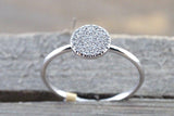 14k Solid Gold Disk Diamond Pave Circle Round Diamond Ring FR01003