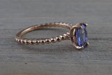 Oval Tanzanite Ring Rope Bead Gold Band  M3062