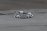 14K White Gold Art Deco Diamond Wedding Milgrain Etching Vintage Classic Ring