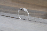 14k Solid White Gold Diamond Double Arrow Open Triangle Tri Pyramidmid Fashion Ring Band Love