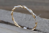 Gold Round Diamond Rope Twined Vine Engagement Pave Ring ASPBR010009