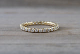 14k Yellow Gold Eternity Diamond Vintage Milgrain Classic Full Eternity Band Ring Engagement Wedding