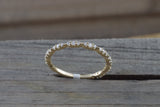 14k Yellow Gold Dainty Diamond 3/4 Eternity Band Wedding Anniversary Love Ring Band Vintage Thin