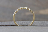 14k Yellow Gold Dainty Diamond Milgrain Band Wedding Anniversary Love Ring Band Vintage Thin