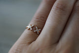 14k Solid Rose Gold Diamond Open Triangle Xoxo Fashion Ring Band Love Xs Kiss Kisses