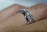 14kt White Gold Diamond Twist Intertwined Love knot X Cross Infinity Band Cross Ring