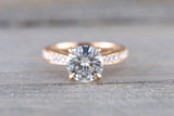 2 carat Round Moissanite Lab Grown Diamond Ring 18kt Rose Gold Solitaire