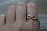 14k Yellow Gold Diamond Pave Polished Infinity Love Symbol Ring Band Promise Anniversary Index Finger