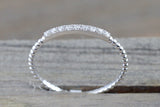 14kt White Gold Thin Diamond Ring Band Wedding Engagement Stack Dainty