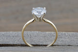 14k Gold Solitaire Round Moissanite 7.5mm Engagement Ring