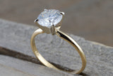 14k Gold Solitaire Round Moissanite 7.5mm Engagement Ring