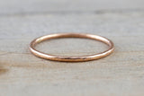 14k Solid Rose Gold Thin Hammered Dainty Polish Band Promise Anniversary Fashion Ring 0.9mm