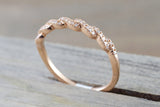 14k Rose Gold Diamond Pave Twist Polished  Ring Band Wedding Promise Rope