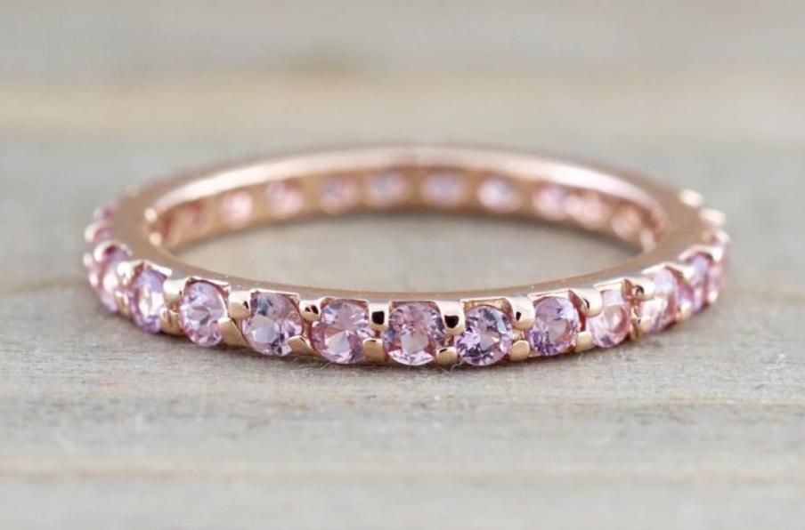 14k Gold Pink Sapphire Eternity Band Ring B10079 – ASweetPear