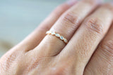 14k Yellow Gold Dainty Diamond Milgrain Band Wedding Anniversary Love Ring Band Vintage Thin