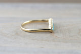 14k Yellow Gold Blue Turquoise Milgrain Stackable Ring