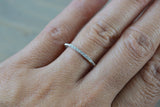 14 Karat White Gold Dainty Diamond Milgrain Band Wedding Anniversary Love Ring Band Vintage Thin Bead