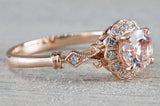 Clovis Art Deco Round Shape Morganite Ring M3066
