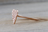 14k Rose Gold Diamond Micro Pave Heart Anniversary Promise Love Ring Band Fashion