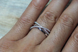 14kt White Gold Diamond Twist Intertwined Love knot X Cross Infinity Band Cross Ring