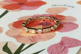 14k Rose Gold Brilliant Cut and Emerald Cut Diamond Eternity Band with Milgrain