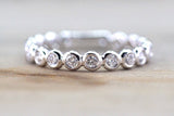 18kt White Gold Round Diamond Eternity Band Smooth Wedding Engagement Ring Love Promise Bezel Stack