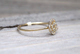 14kt Yellow Gold Diamond Rose Flower Plumeria Petal Floral Band Promise Ring Anniversary