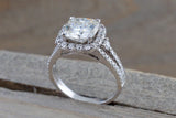 Split Shank Cushion Moissanite Ring 8.5mm M3072