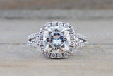 Split Shank Cushion Moissanite Ring 8.5mm M3072